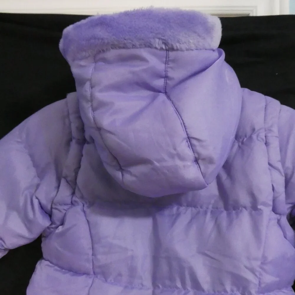 TIMBER OUTERWEAR | size 4 | Purple Fleece Lined Hooded Puffer Jacket / Vest - Picture 12 of 16